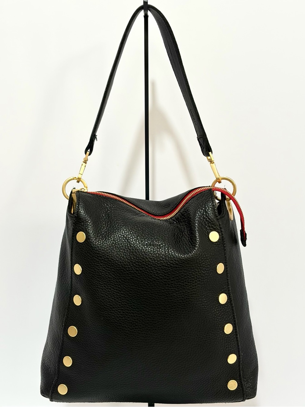 Hammitt Bryant Large Shoulder Bag In Black Leather/Brushed Gold Hardware